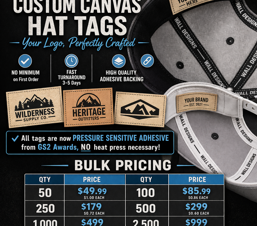 UV PRINTED CANVAS HAT LABELS