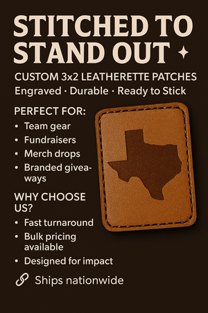 Stitched Leatherette Engraved Patches