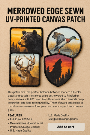 Merrowed Edge Sewn UV Printed Canvas/Twill Patches